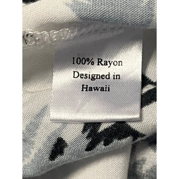 Kamohoalii Womens XXL Rayon Kaftan Top Blue Fern Tunic Scoop Aloha Hawaiian EUC - Picture 10 of 10